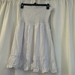 White Strapless Mini Tsher SunDress